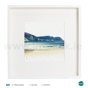 'Seascape Oil Minaun', Print in a white box frame