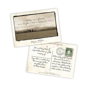 Wedding Invitation - Vintage Postcard - 100 invitations