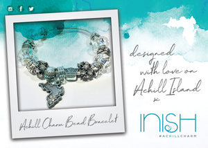 Inish Charm Bead Bracelet featuring Diamanté Achill Island shaped Charm