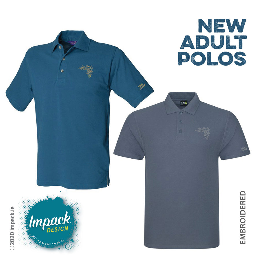 Achill Geometric Embroidered Short Sleeve POLO - Teal