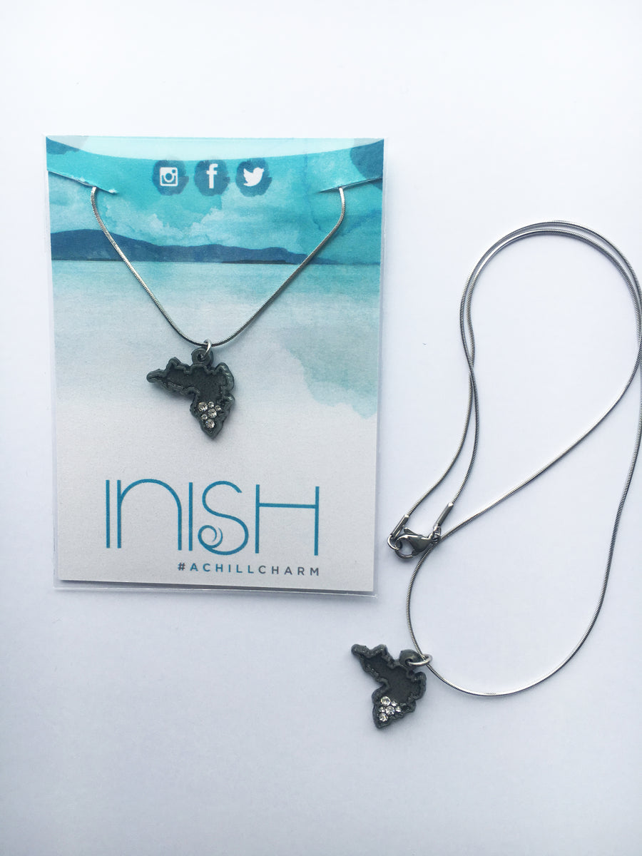 Inish Achill Island shaped Diamanté Pendant