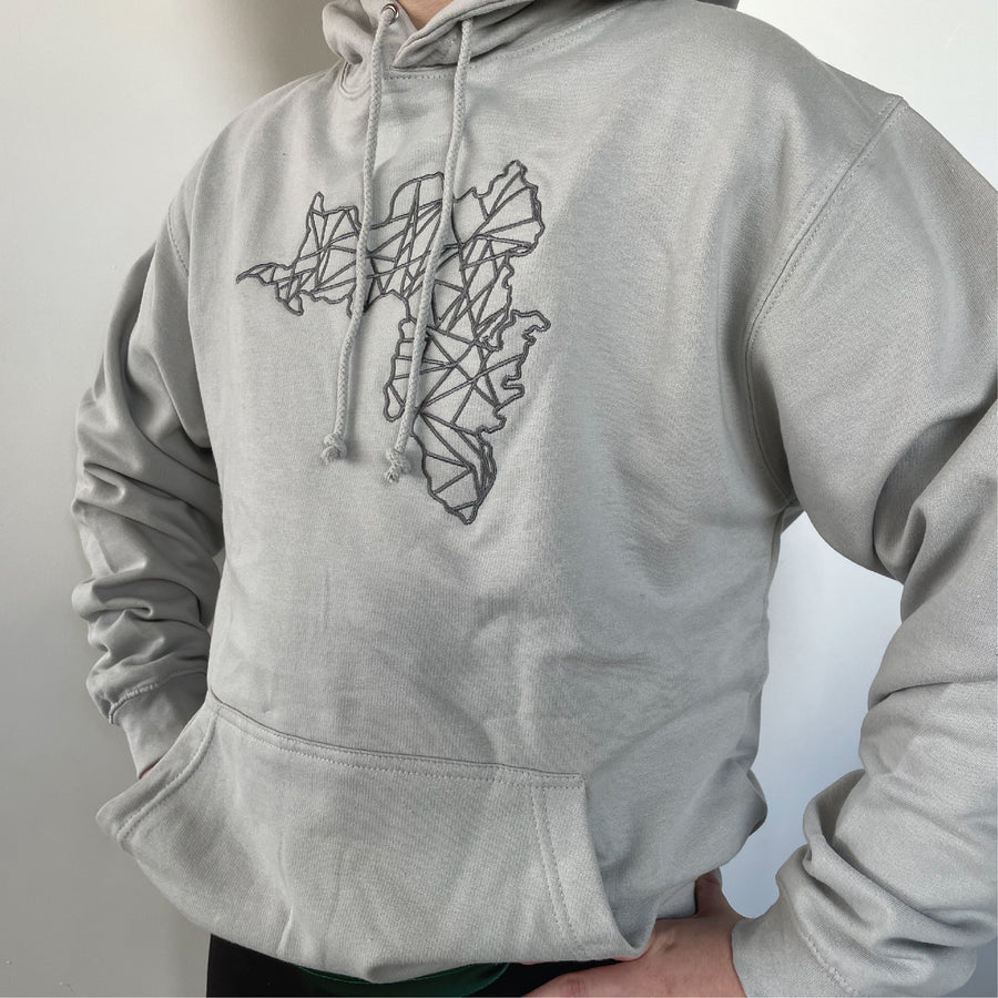 Adult Hoodie - Moondust Grey with embroidered Achill Island logo - Unisex
