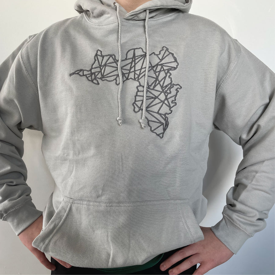 Adult Hoodie - Moondust Grey with embroidered Achill Island logo - Unisex