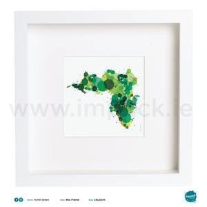 'Achill Green', Art Splat Print in a white box frame