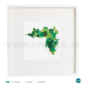 'Achill Green', Art Splat Print in a white box frame