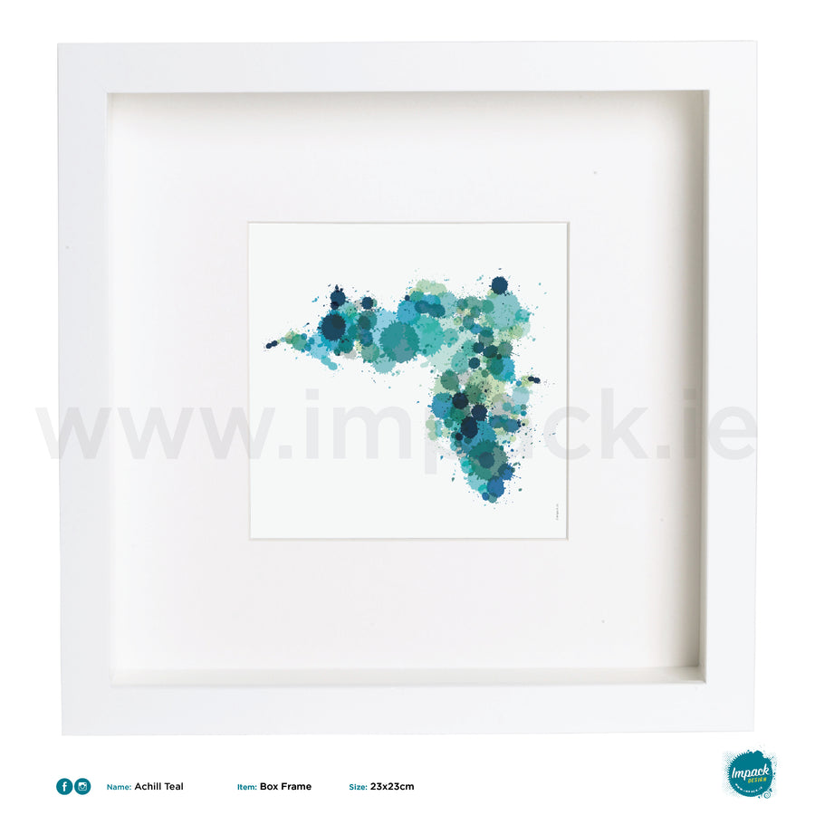 'Achill Teal', Art Splat Print in a white box frame