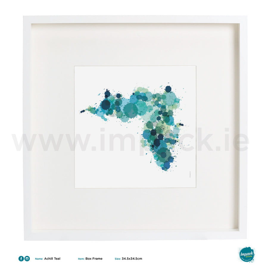 'Achill Teal', Art Splat Print in a white box frame