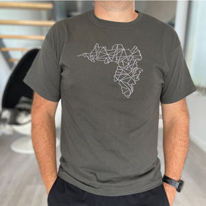 Achill Geometric Embroidered Short Sleeve T-Shirt - Light Graphite