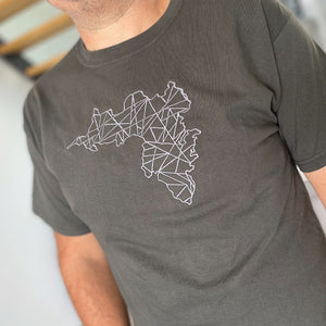 Achill Geometric Embroidered Short Sleeve T-Shirt - Light Graphite