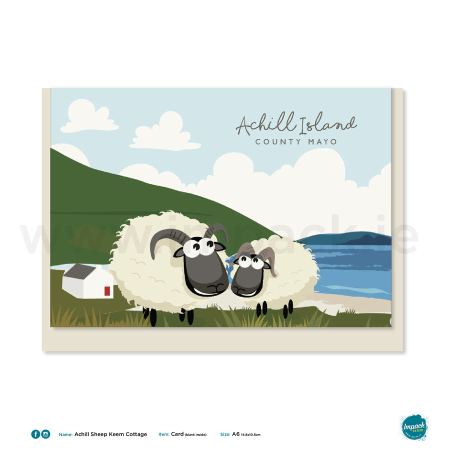 Greetings Card - Achill Sheep Keem Bay Cottage