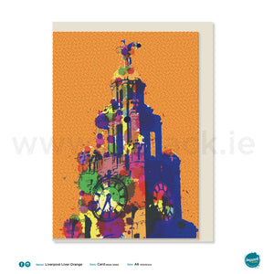 Greetings Card - Liverpool - "Liverpool Liver Bird - Orange"