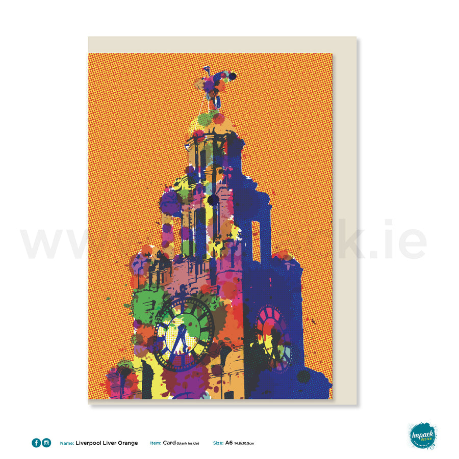 Greetings Card - Liverpool - "Liverpool Liver Bird - Orange"