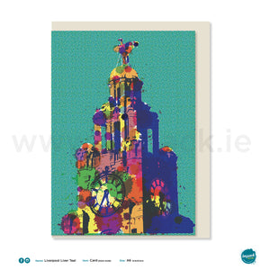 Greetings Card - Liverpool - "Liverpool Liver Bird - Teal"