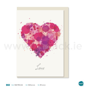 Greetings Card - "Heart Pink Love"