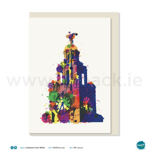 Greetings Card - Liverpool - "Liverpool Liver Bird - White"