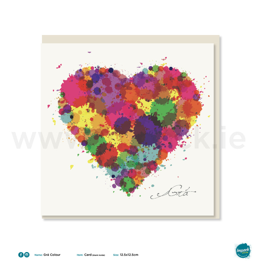 Greetings card - "Heart Colour Grá Square"