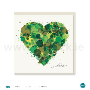 Greetings Card - "Heart Green Grá Square"