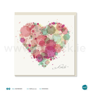 Greetings Card - "Heart Sherbert Grá Square"