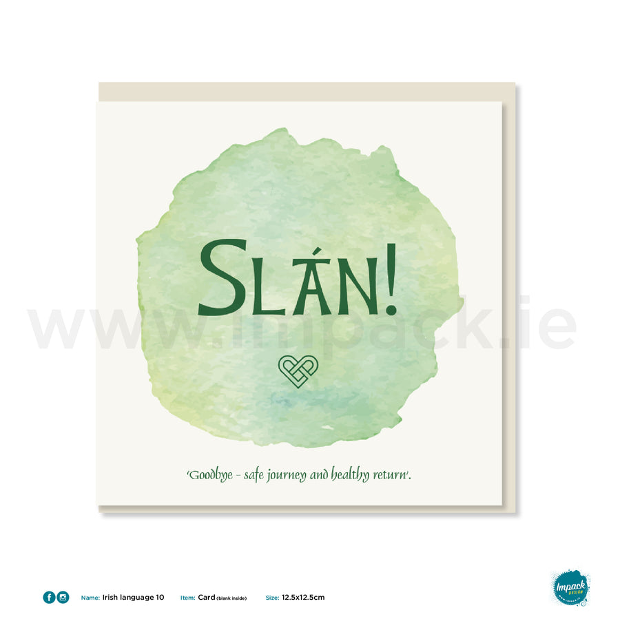 Irish Greetings Card - 'Slán! - Goodbye'