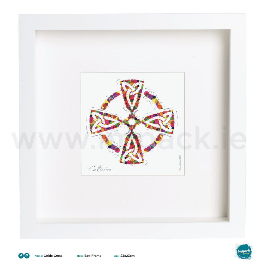 'Celtic Cross', Art Splat Print in a white box frame