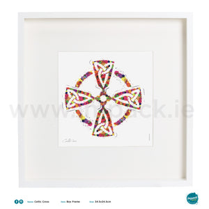 'Celtic Cross', Art Splat Print in a white box frame