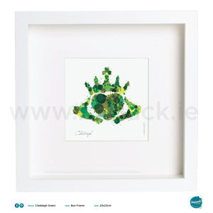 'Claddagh Green', Art Splat Print in a white box frame