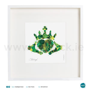 'Claddagh Green', Art Splat Print in a white box frame