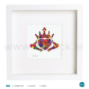 'Claddagh Colour', Art Splat Print in a white box frame