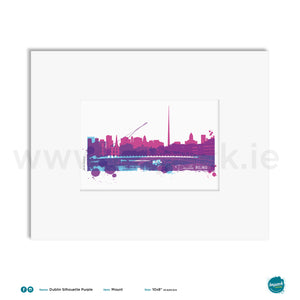 'Dublin Silhouette Purple', Unframed - Wall art print, poster or mount