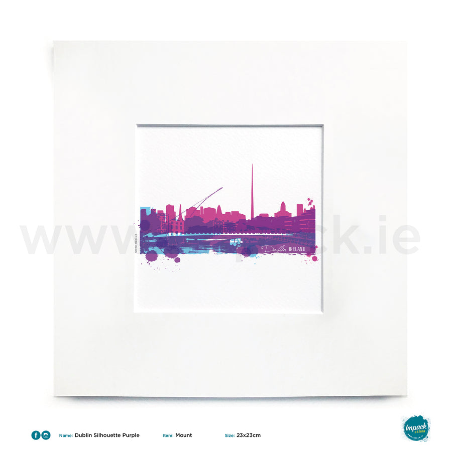 'Dublin Silhouette Purple', Unframed - Wall art print, poster or mount