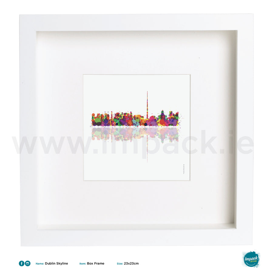 'Dublin Skyline', Art Splat Print in a white box frame