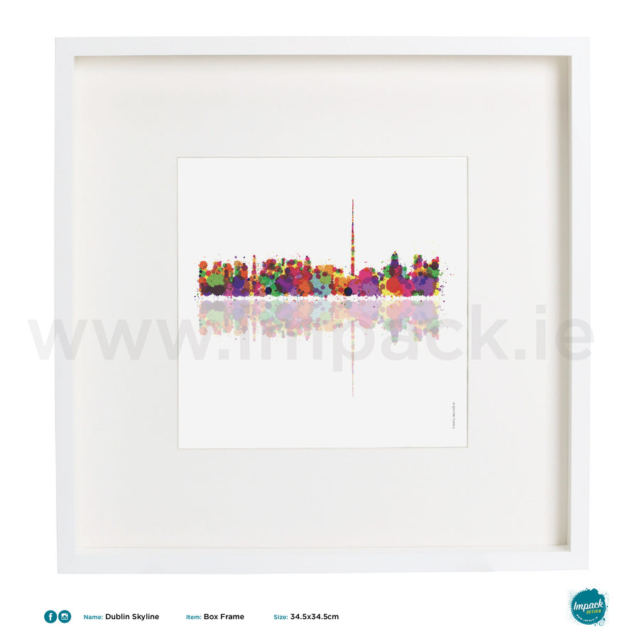 'Dublin Skyline', Art Splat Print in a white box frame