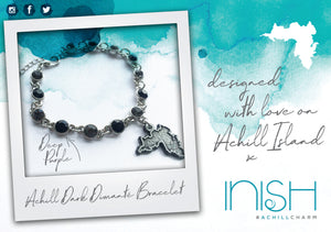 Inish Dark Diamanté Bracelet featuring Achill Island shaped Charm