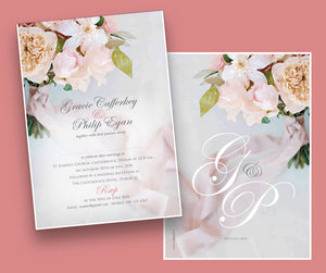 Wedding Invitation - Floral Watercolour - 100 invitations