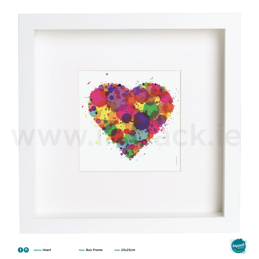 'Heart Colour', Art Splat Print in a white box frame