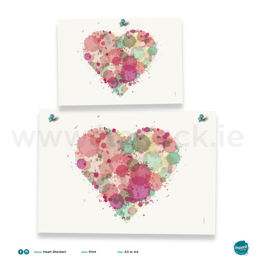 'Heart Sherbert', Unframed - Wall art print, poster or mount