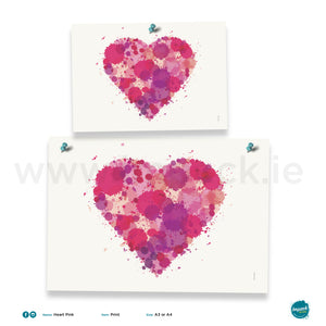 'Heart Pink', Unframed - Wall art print, poster or mount