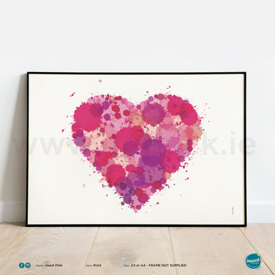 'Heart Pink', Unframed - Wall art print, poster or mount