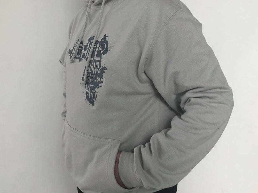 Adult Hoodie - Moondust Grey with screen printed Achill Island logo - Unisex