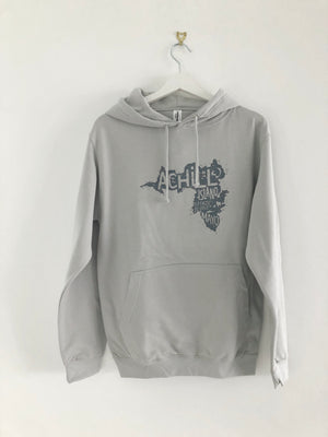 Adult Hoodie - Moondust Grey with screen printed Achill Island logo - Unisex