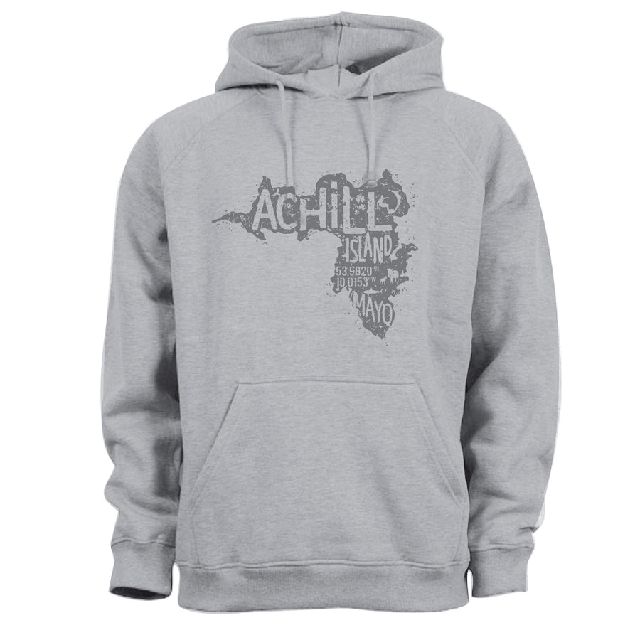 Adult Hoodie - Moondust Grey with screen printed Achill Island logo - Unisex