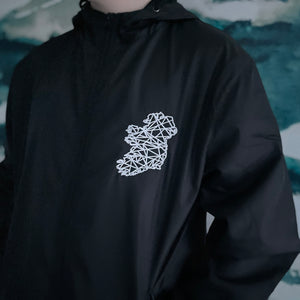 Adult Wind Runner - Black with embroidered Ireland logo - Unisex