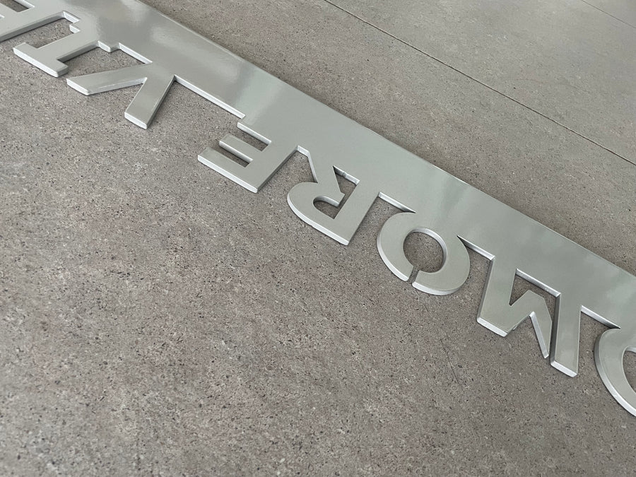 Custom metal name sign / location signage / wall art in modern seaside styling