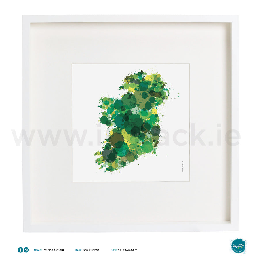 'Ireland Green', Art Splat Print in a white box frame