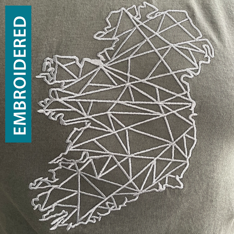 Ireland Geometric Embroidered Short Sleeve Mens T-Shirt - Light Graphite