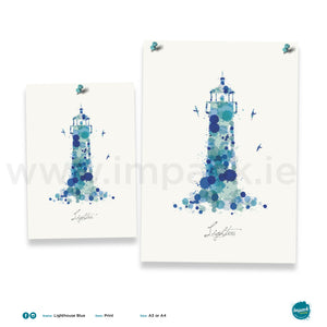 'Lighthouse Blue', Unframed - Wall art print, poster or mount