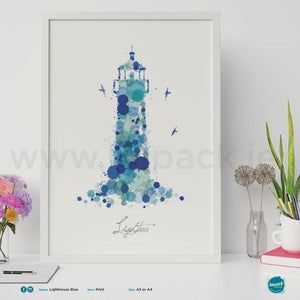 'Lighthouse Blue', Unframed - Wall art print, poster or mount