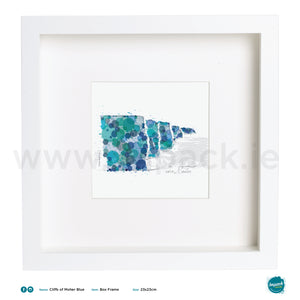 'Moher Blue', Art Splat Print in a white box frame