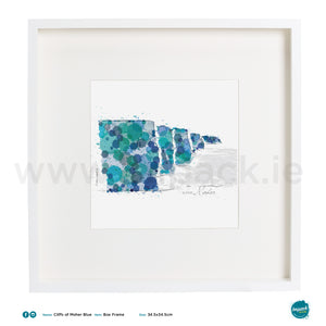 'Moher Blue', Art Splat Print in a white box frame