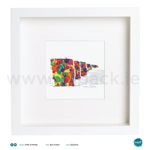 'Moher Colour', Art Splat Print in a white box frame